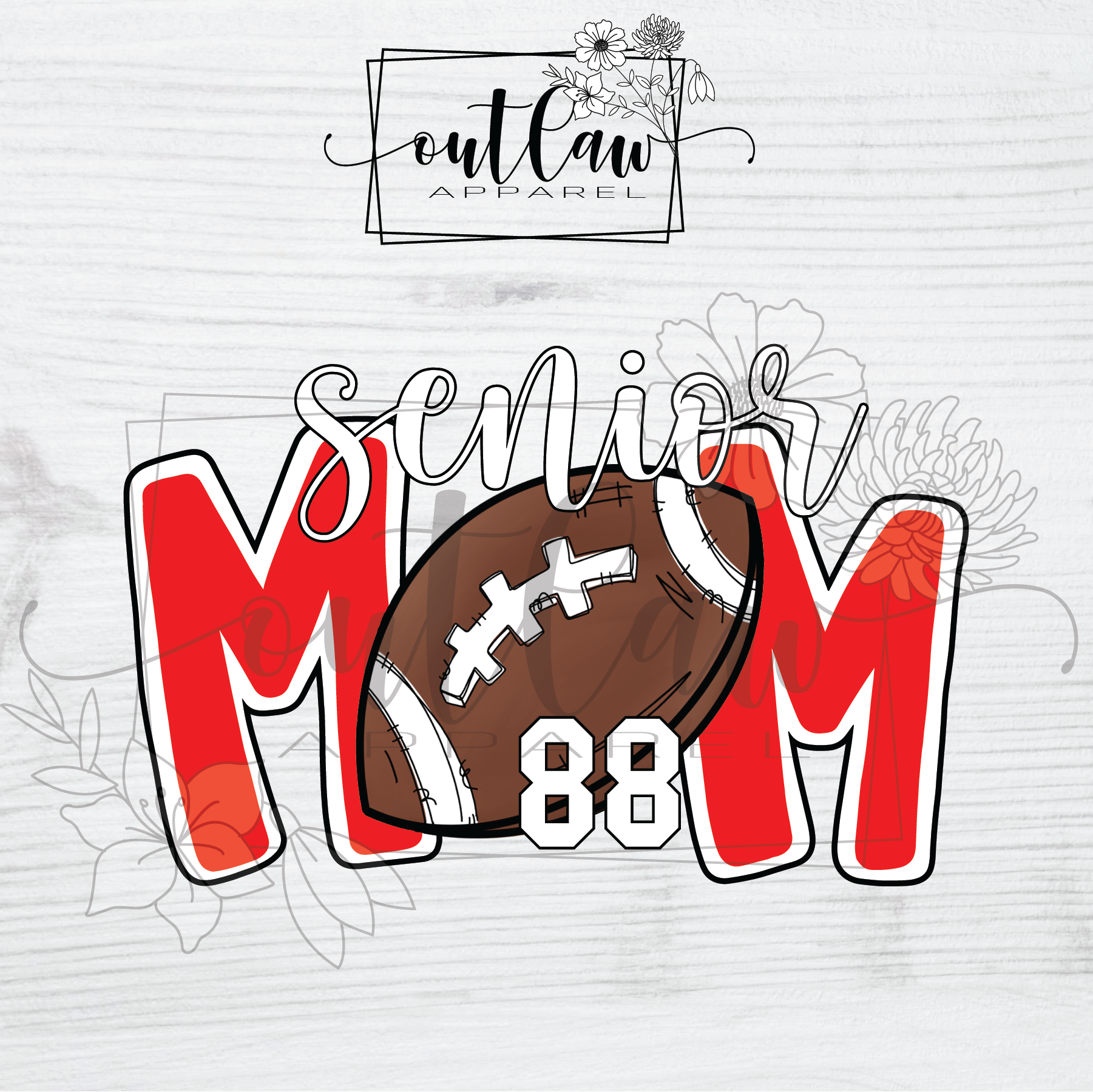 Senior Football Mom with number