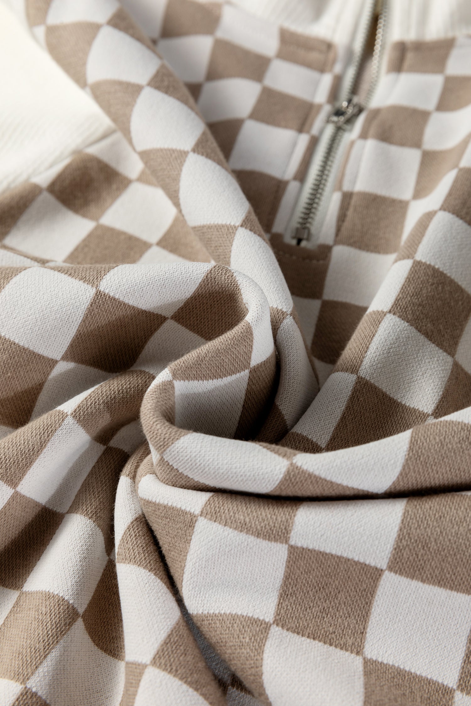 Checkered Patchwork Quarter Zip