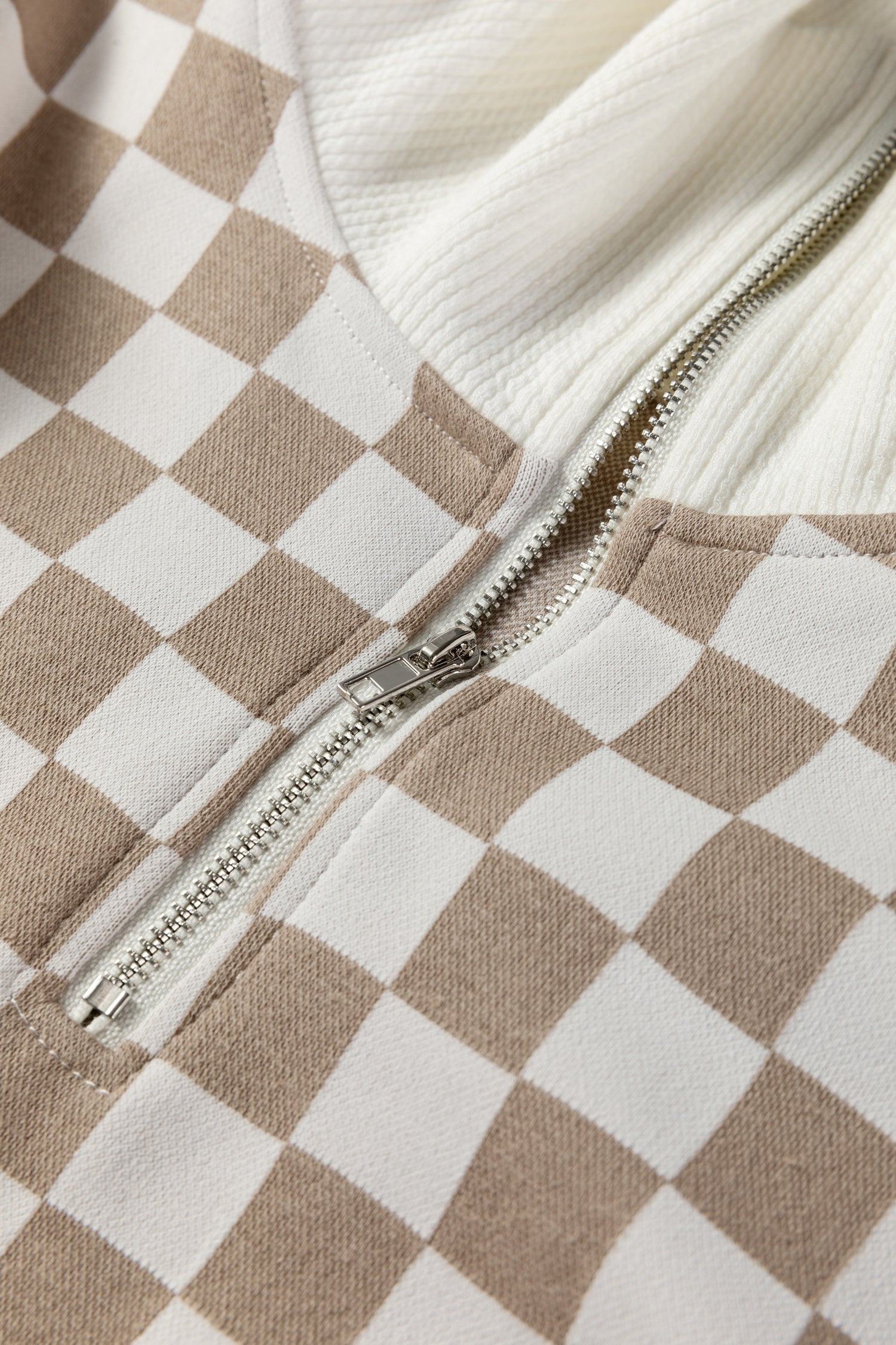 Checkered Patchwork Quarter Zip