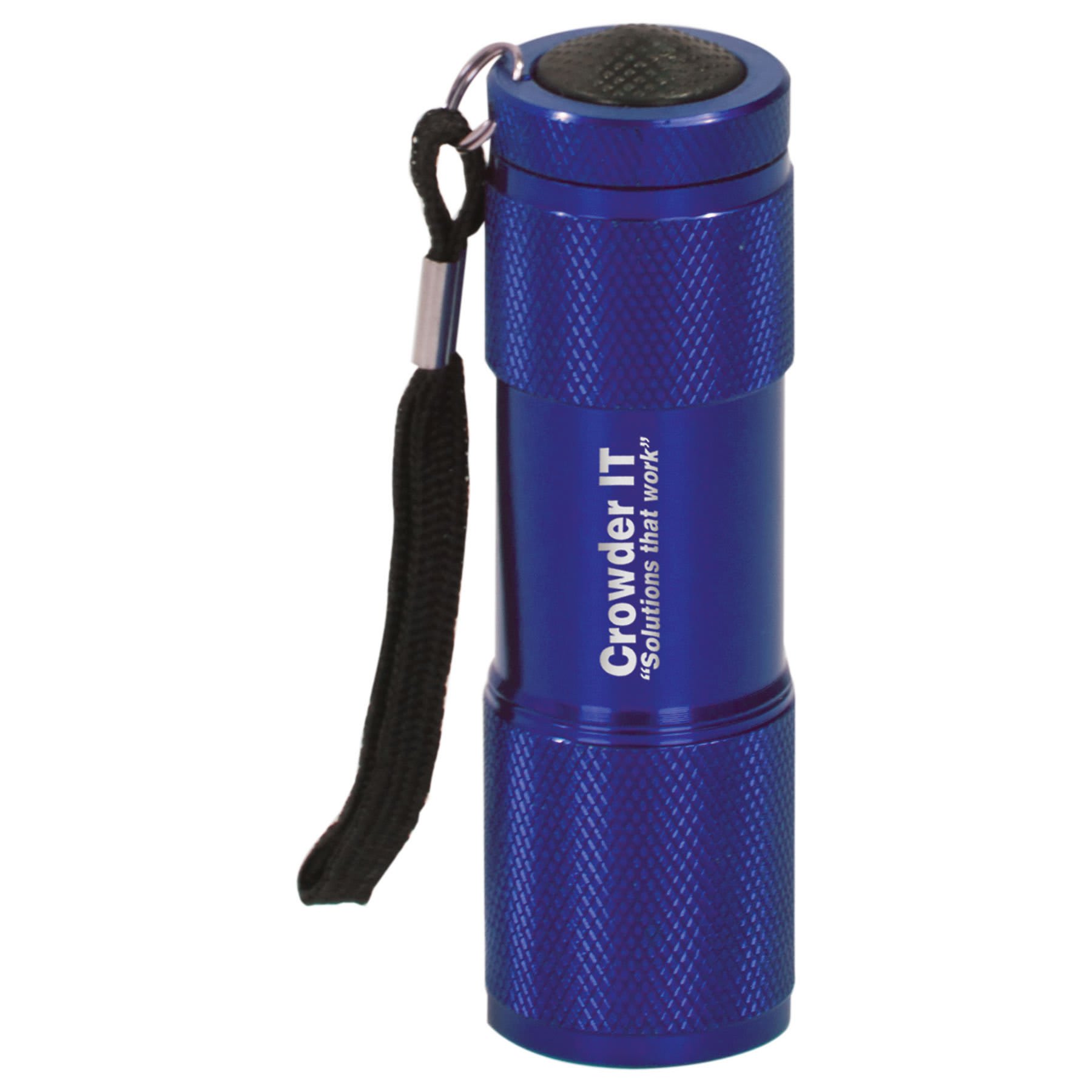 3 3/8" Black 9-LED Laserable Flashlight with Strap [50ct]