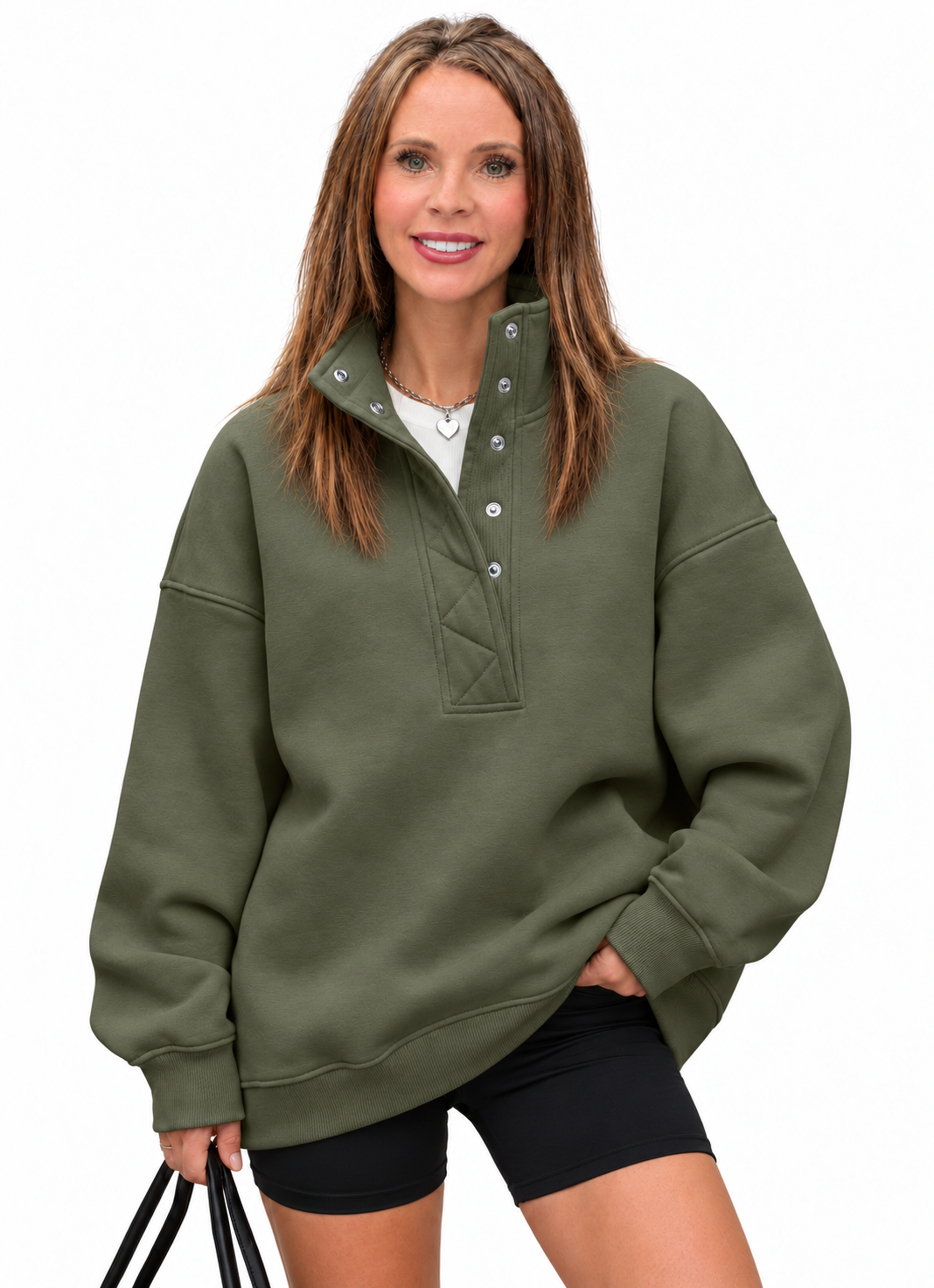 Oversized Henley Sweatshirt