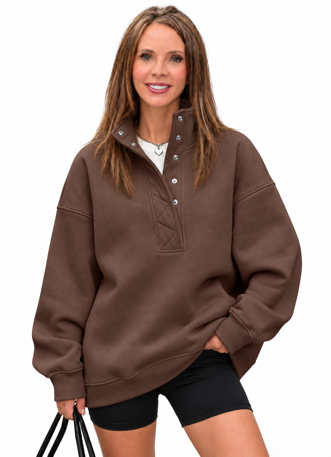 Oversized Henley Sweatshirt