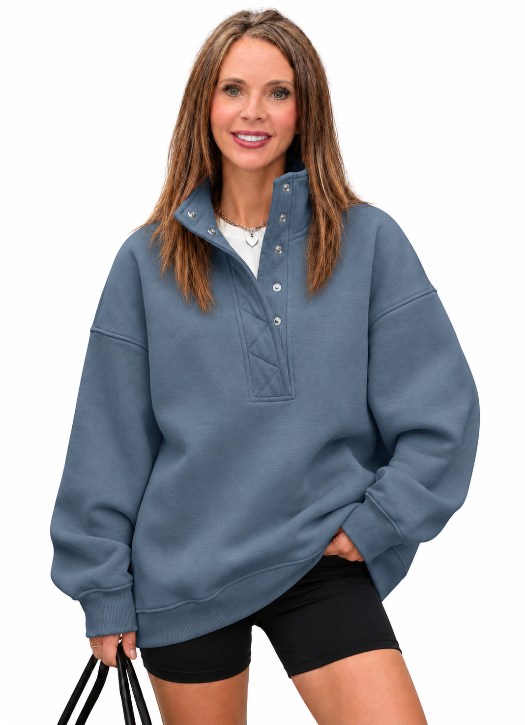 Oversized Henley Sweatshirt