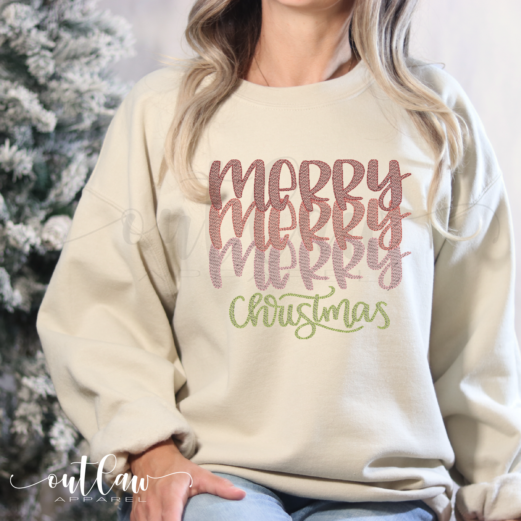 Merry Christmas sketch [embroidered]