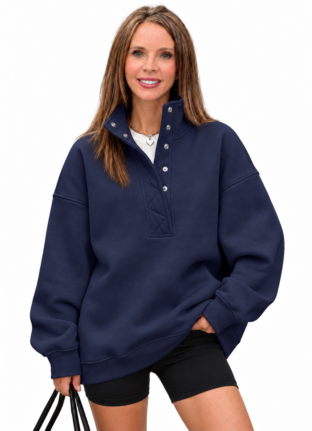 Oversized Henley Sweatshirt