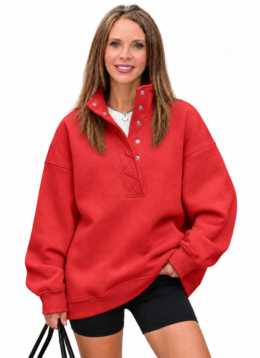 Oversized Henley Sweatshirt