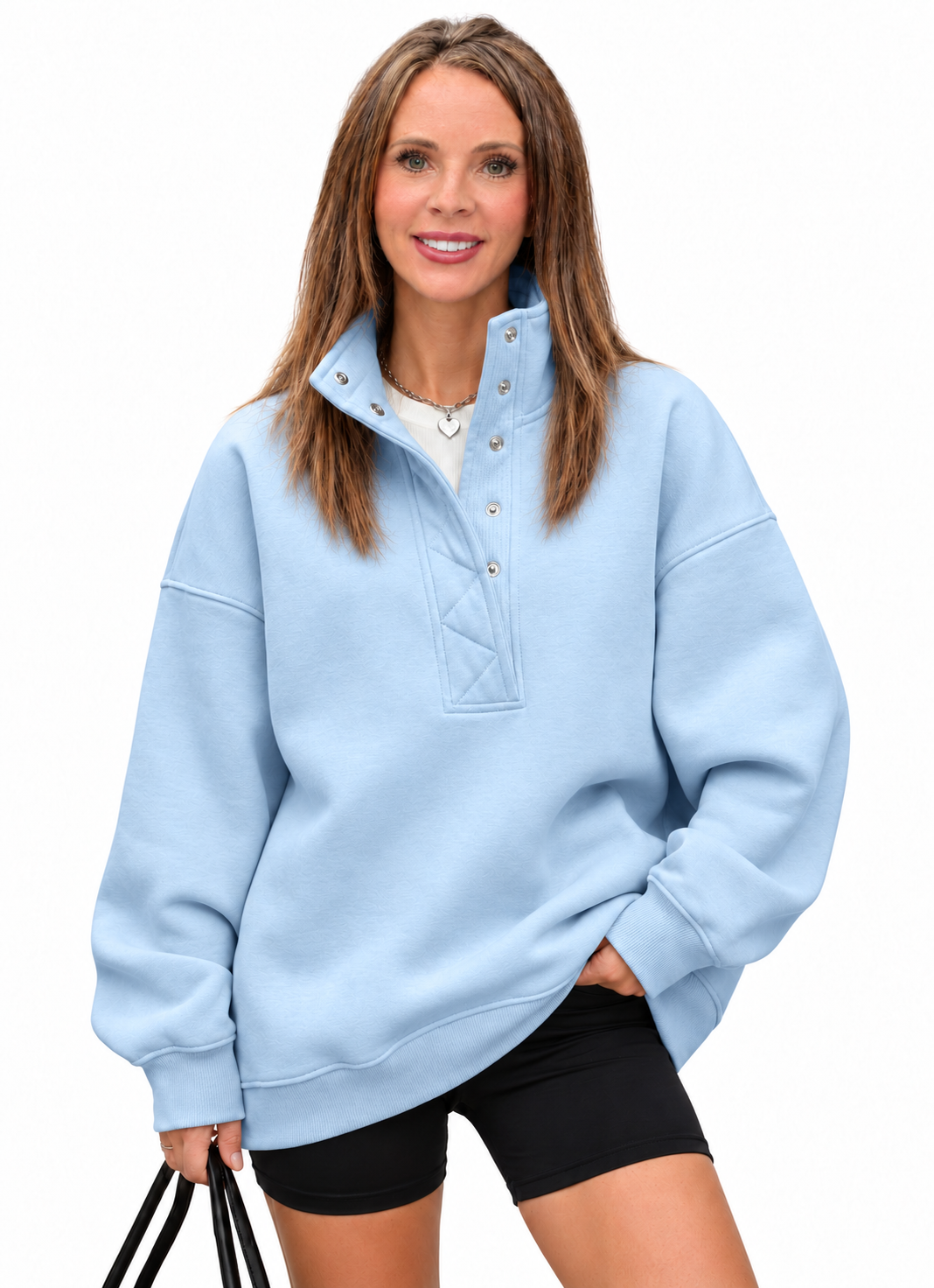Oversized Henley Sweatshirt