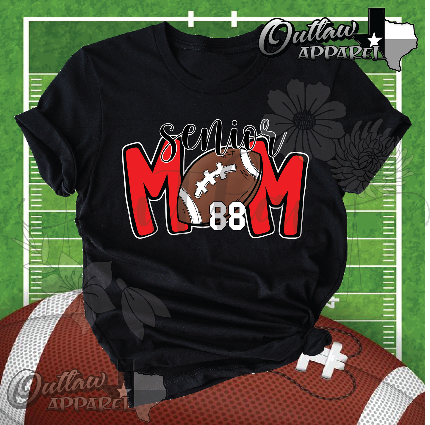 Outlaw Apparel Senior Football Mom with Number
